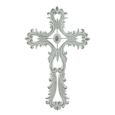 Scalloped White Cross 8.5" x 0.25" x 13.5"