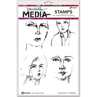 Dina Wakley Media Sketched Faces Cling Stamp Set