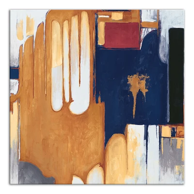 Orange Blue Abstract 30" x 30" Canvas Wall Art