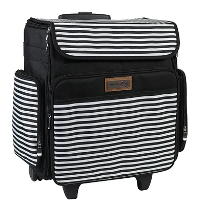Everything Mary Black & White Stripe Rolling Scrapbook Storage Tote