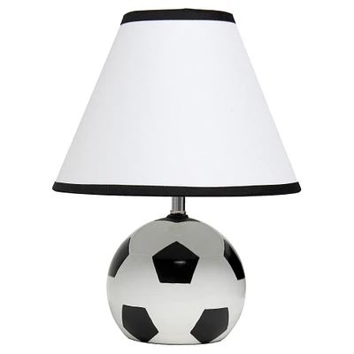 Simple Designs™ 11.5" Soccer Ball Base Table Lamp with White Shade Black Trim