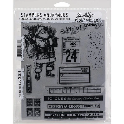 Stampers Anonymous Tim Holtz® Vintage Holidays Cling Stamps