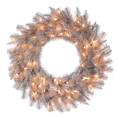 30" Pre-Lit Platinum Fir Artificial Christmas Wreath, Clear Dura-lit Incandescent Lights