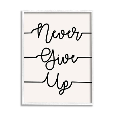 Stupell Industries Never Give Up Phrase Abstract Line Typography Framed Wall Art