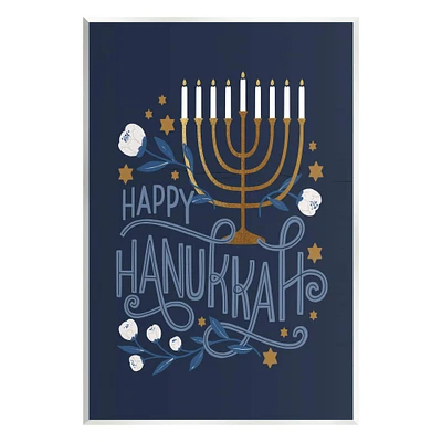 Stupell Industries Happy Hanukkah Traditional Menorah Symbols Wall Plaque Art