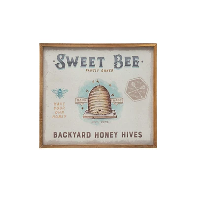 Sweet Bee Backyard Honey Hives Wood Framed Canvas Wall Décor