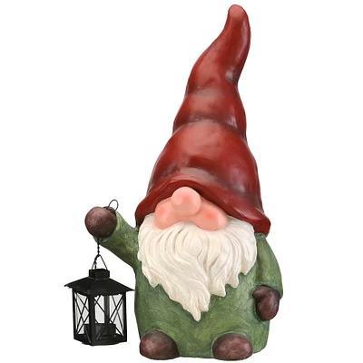 18" Red & Green Gnome Candleholder