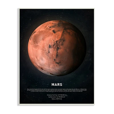 Stupell Industries Mars Red Planet Infographic Astrological Facts Outer Space Wall Plaque