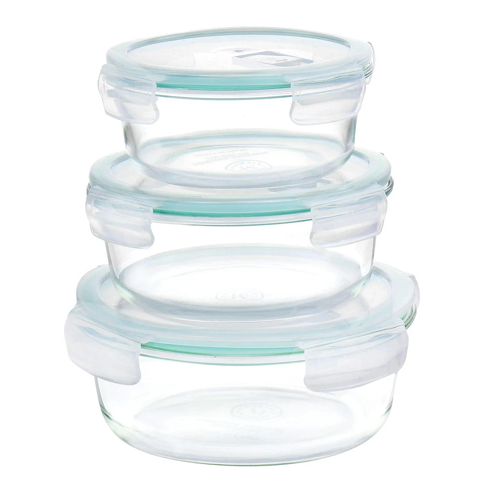 Martha Stewart Round Glass Storage Container Set with Leak Proof Lids