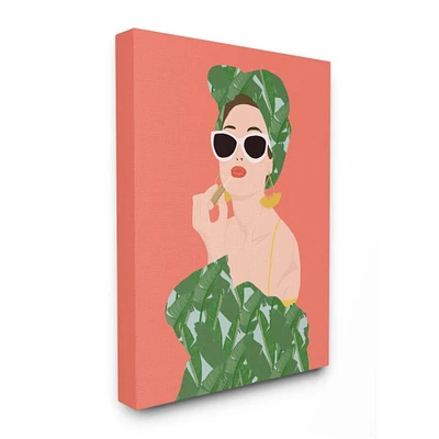 Stupell Industries Female Glamour in Tropical Fashion Lip Cosmetic Canvas Wall Art