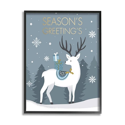 Stupell Industries Season's Greetings Holiday Reindeer Framed Giclee Art