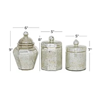 Silver Glass Vintage Decorative Jar Set