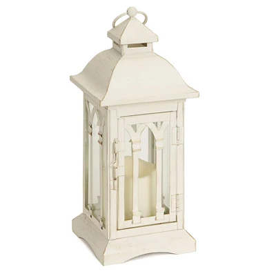 12.25" Ivory Metal Lantern with LED Candle