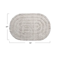 Beige Modern Oval Cotton Tufted Rug With Woven Line Design, 71" x 47"