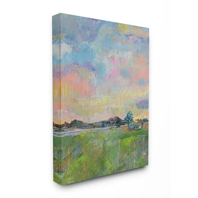 Stupell Industries Spring Meadow Sky with Field House Pastel Painting Canvas Wall Art