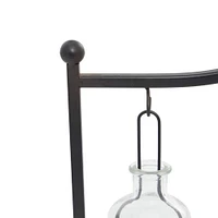 24" Black Iron Farmhouse Candle Holder Lantern