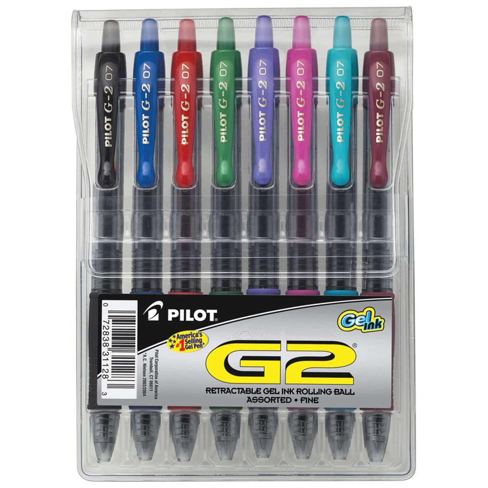 Pilot® G2® 0.7mm Retractable Gel Ink Pens 8 Set