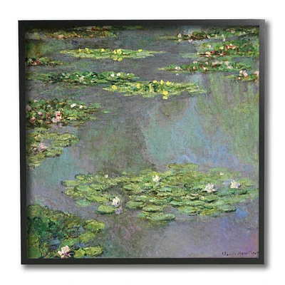 Stupell Industries Close up Water Lily Pond Traditional Painting,12" x 12"