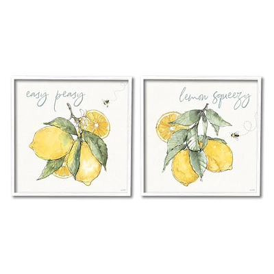 Stupell Industries Easy Peasy Lemon Squeezy Phrase Yellow Honey Bees Framed Wall Art