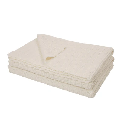 Glitzhome® Knitted Acrylic White Throw Blanket