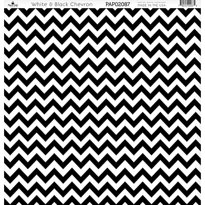 Paper Café White & Black Chevron 12" x 12" Cardstock, 15 Sheets