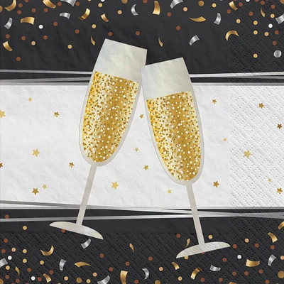 New Year's Eve Pop Clink Cheers Beverage Napkins