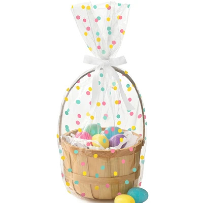 25" Polka Dot Cello Easter Basket Bags, 10ct.