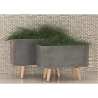 CosmoLiving by Cosmopolitan Dark Gray Fiberclay Contemporary Planter Set