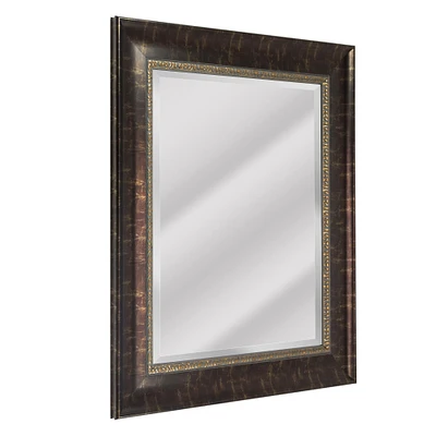 Head West Bronze Distressed 30.5" x 36.5" Framed Beveled Accent Vanity Mirror
