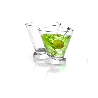 JoyJolt® 8.1oz. Aqua Vitae Octagon Off Base Martini Glasses, 2ct.