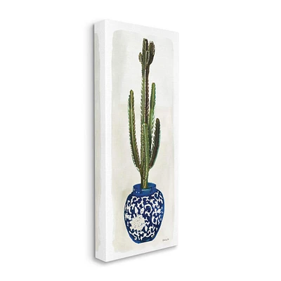 Stupell Industries Still Life Cactus in Blue Ornate Vase Canvas Wall Art