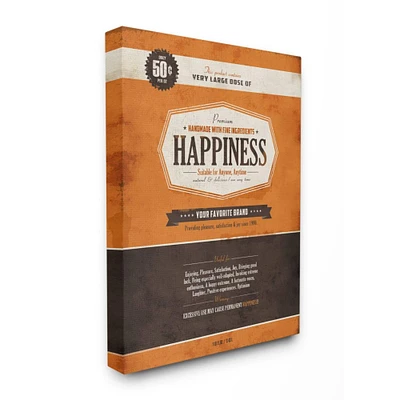 Stupell Industries Happiness Vintage Wall Canvas