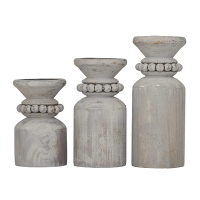 Gray Traditional Candle Holder Set