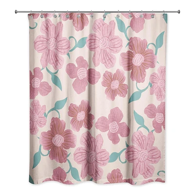 Pink Florals 71" x 74" Shower Curtain