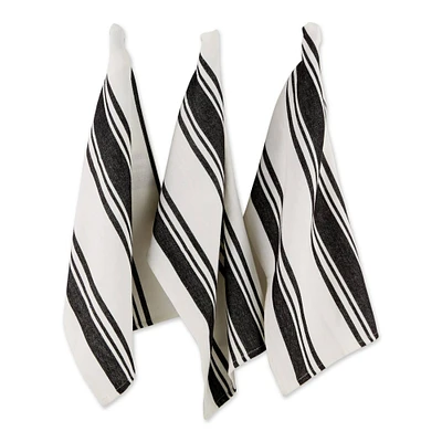 DII® Black Chef Stripe Dish Towels, 3ct.