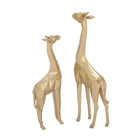 CosmoLiving by Cosmopolitan Gold Polystone Modern Giraffe Sculpture Set
