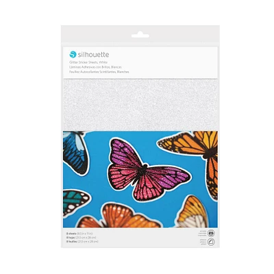 Silhouette® White Glitter Sticker Sheets, 8ct.
