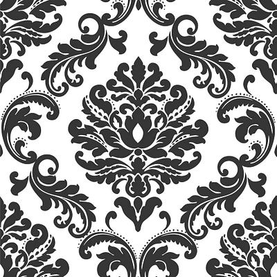 NuWallpaper Ariel Black & White Damask Peel & Stick Wallpaper