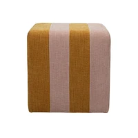 18" Modern Square Fabric Upholstered Striped Pouf