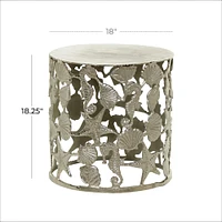 18" Silver Coastal Aluminum Accent Table