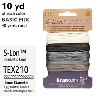 12 Packs: 4 ct. (48 total) The Beadsmith® S-Lon® 0.5mm Mixed Color Bead Cords