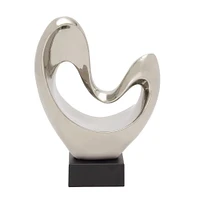 14" Silver Porcelain Modern Abstract Sculpture
