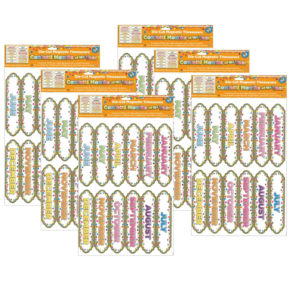 Ashley Magnetic Confetti Days Timesavers - 8 - Die-cut, Write on/Wipe off - 1 Each - Multicolor