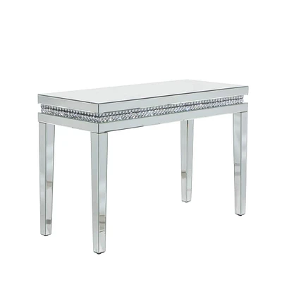 Silver MDF Wood Glam Console Table, 47" x 20" x 32"