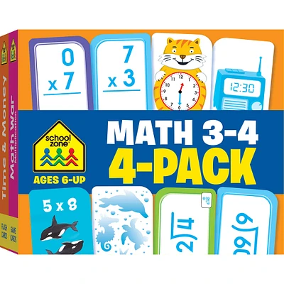 School Zone® Math 3-4 Flash Card, 4 Pack