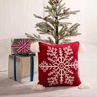 Glitzhome® Knitted Snowflake Red Pillow Covers, 2ct.