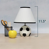 Simple Designs™ 11.5" Soccer Ball Base Table Lamp with White Shade Black Trim