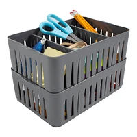 Simplify Gray Stackable Organizer Bin with Adjustable Dividers