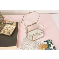 Home Details Silver Vintage Mirrored Bottom Diamond Shape Glass Keepsake Box