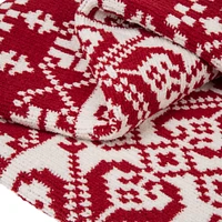 Glitzhome® Knitted Red & White Snowflake Throw Blanket